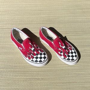 Vans Flame Drip Checkerboard slip ons shoes men’s 6 ladies 7.5